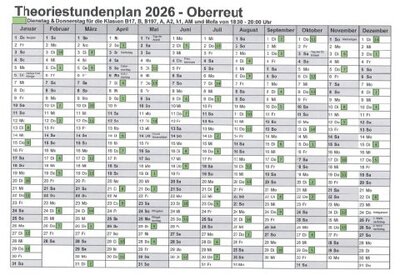 Theoriestundenplan Oberreut Fahrschule Frank Dopf, Karlsruhe